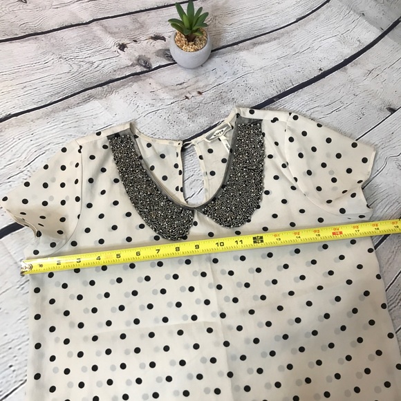 Pacsun Kirra Polka Dot Blouse Beaded Collar - Picture 5 of 8